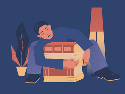 Book boy vector illustration art book book design book stack boy cartoon design editorial evening hobby home illustration introvert love read reader relaxation staying home vector