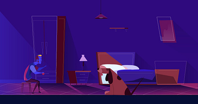 Playing with the dog 2d adobe illustrator aftereffects animal animation background behance cartoon characte design character concept design dog dribbble dribbblers gradient illustrator motion night vector