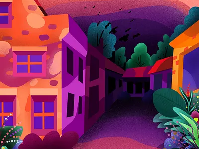 Night street art artist brushes city colorfulillustration grainyillustration illustration illustrator landscape night nightstreet noise procreatework proglcreatartist streets