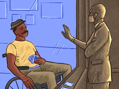 Series: Not So Distant assisted living cards coronavirus covid 19 design family father health healthcare illustration love pastel procreate social social distancing son together