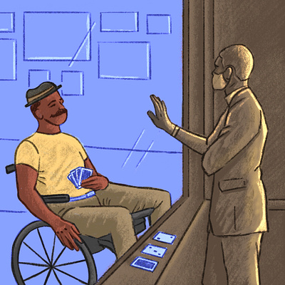 Series: Not So Distant assisted living cards coronavirus covid 19 design family father health healthcare illustration love pastel procreate social social distancing son together