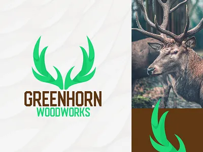 Greenhorn Logo deer logo design horn logo horns illustraion logo logo design wood woodworks