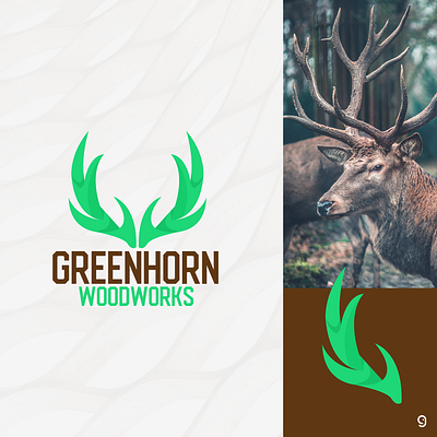 Greenhorn Logo deer logo design horn logo horns illustraion logo logo design wood woodworks