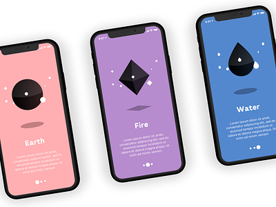 Onboarding colors earth elements fire flat onboarding pastel water