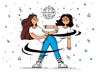 Dance color coronavirus design doodle flat friendship illustration photoshop simple skech