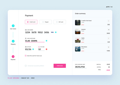 Daily UI #002 - Credit Card Checkout daily 100 challenge dailyui design digitalproductdesign product design productdesign ui ui challenge ui design uidesign uiux user experience user interface ux ux design uxdesign uxui