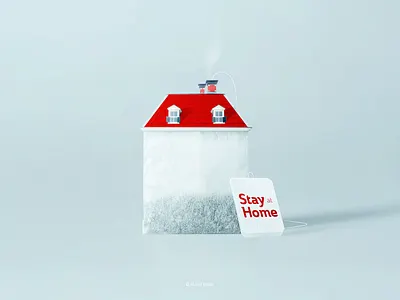 Tea House #StayHome advertising branding british covid cup of tea design family graphic design great britain home house illustration logo photo manipulation safe stay home tea tea bag typography vector
