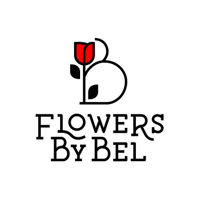 Flowers by Bel Identificador branding flower logo line art linework logo red tulip