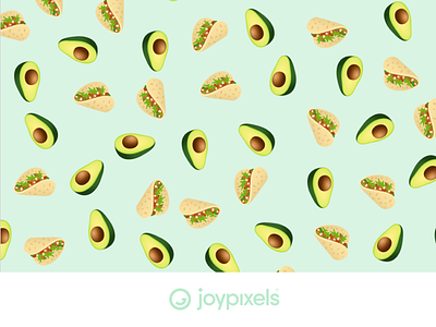 JoyPixels Emoji Pattern - Taco Tuesday avocado avocados background character emoji emojis food guac guacamole icon illustration mexican mexican food pattern pattern art patterns print taco taco tuesday tacos