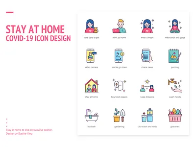 Stay At Home Covid-19 Icon Design icon icon design icon set iconography icons ui ui design uidesign