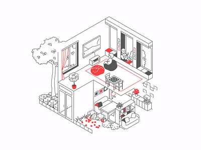 Isometric Illustrations for Seamless WiFi Experience anticafe brandingvisuals building cafe characterdesign conceptillustration coworking customers flatdesign illustration isometric isometricillustration lineart people place redaccents vector work workspace