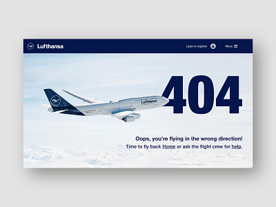 DailyUi 008 - 404 Page dailyui design desktop error error 404 lufthansa ui ux web webdesign