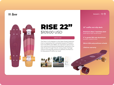 Daily UI 012—E-Commerce Shop (Single Item) daily daily ui daily ui 012 daily012 dailyui dailyui012 dailyuichallenge design e commerce shop figma interface penny board single product ui uidesign web webdesign
