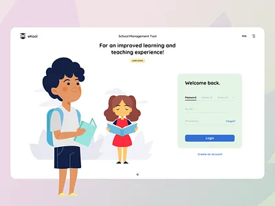 School Management Tool - Landing Page analytics desktop app education elearning grades hero high school illustration learning login management app reading school school app schools study teach teacher timetables web design