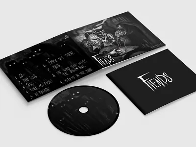 Fiends Album - Me Time album album art album artwork album cover cd artwork cd cover cd packaging charcoal creepy illustration illustrator logo metal metal band monsters packaging procreate