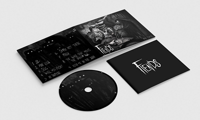 Fiends Album - Me Time album album art album artwork album cover cd artwork cd cover cd packaging charcoal creepy illustration illustrator logo metal metal band monsters packaging procreate