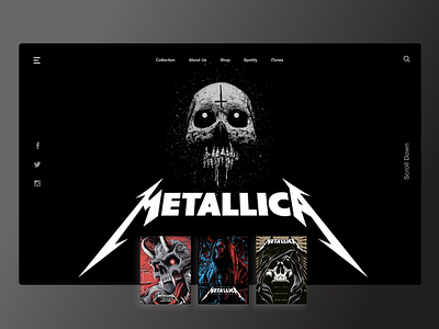 Metallica adobexd album cover brand and identity branding dark app dark mode dark theme dark ui design fan art flat metallica minimal music app typography vector web website