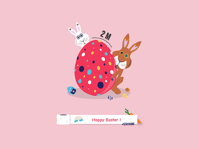 Happy easter ! bunny colors coronavirus design easter easter eggs flat graphicdesign graphicdesigner illustration minimal rabbit socialdistancing vector