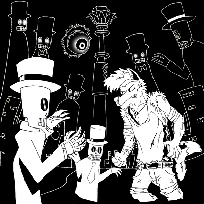 Time To Dance (Graphic Novel cover art) anthro anthrocharacter anthropomorphic cartoon character character character art characters graphicdesign graphicnovel illustration noir original character skeletons