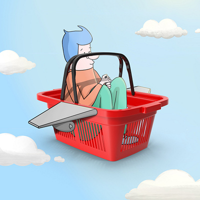 Going to the Store catroon illustration