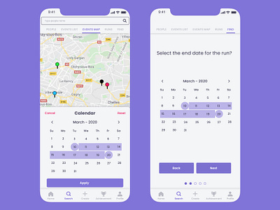 onRun Date-picker app design ui ux