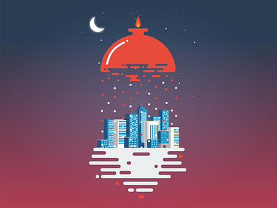Illustration For Social Media city flat illustration iran pomegranate social media vector yalda
