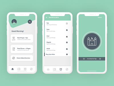 Simplified Muslim App (Open Figma link) design ideation minimal muslim prayers ux