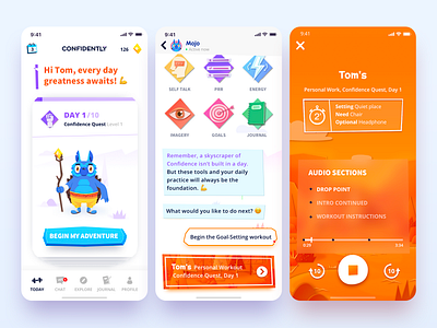 Confidently app character coaching colorful illustration