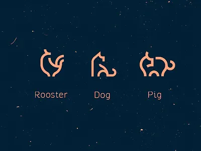 Zodiac Icon pt.4 animal dog horoscope icon design minimal icon pig rooster zodiac zodiac sign