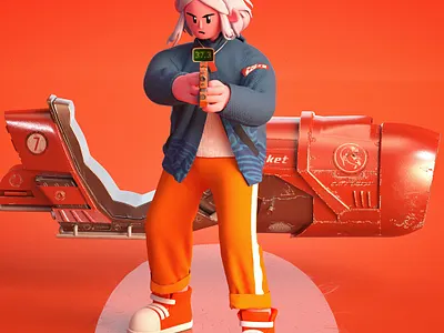 Stay Home color design illustration person red