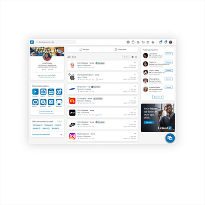 LinkedIn Redesign - light mode design interaction interface linkedin redesign typography ui ux web web design webdesign website design