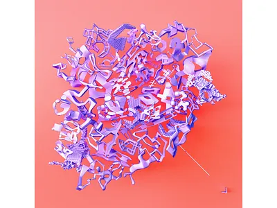 assembledPeachyPURPLE 3d abstract art b3d cgi design digital geometry illustration keyshot rendering © shockjoy