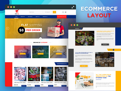 Ecommerce Layout ecommerce design ecommerce website flat design homepage design illustration latest design latest trend latest ui trending design ui design web template website design