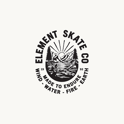 element skateboarding logo badge branding illustration logo patch retro skateboarding street typographic logo typography