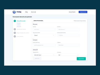 Mi Derecho De Petición design form illustration steps ui ux web wizard