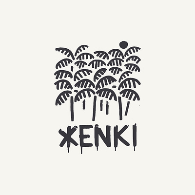 enki eyewear branding design handlettering illustration inking logo painted palmtree poster surf typographic logo