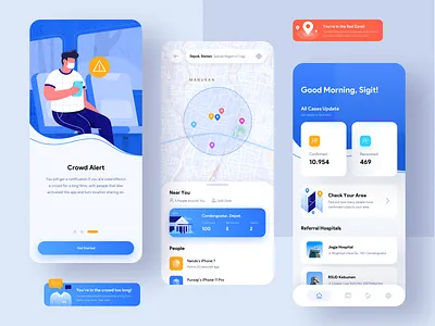 COVID-19 MobileTracker - Care, Protect & Help Stop The Spread android app blue corona covid19 flat illustration illustration map mobile app mobile ui stayhome tracker ui uidesign uiux work from home