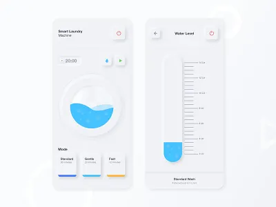 Smart Laundry Neumorphism app creative design dimest dribbble gradient ios laundry laundry app neumorphism smarthome ui ux washing machine