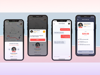 Driver Arrival Flow Screens For Taxi Customer App cab booking app mobile app taxi booking app taxiapp uiux