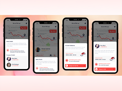 SOS (Save Our Soul) Flow Screens For Taxi Driver App mobile app taxi booking app taxiapp uiux