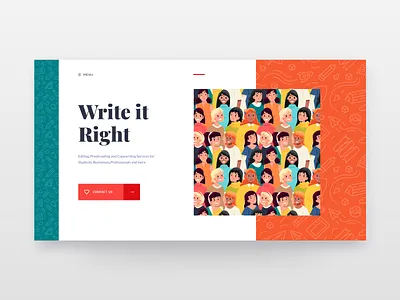 Write it Right website header character clean copywriter copywriting design header illustraion ui ui design user interface vector web design