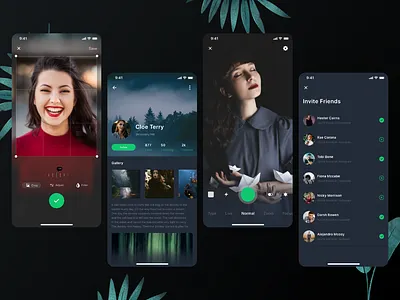 Dark Mode Social platform UI Kit - Part 3 app dark mode darkmode following photo app profile selfie social social app take photo