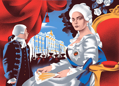 illustrations for Channel One film history illustration palace politics russia throne tv series
