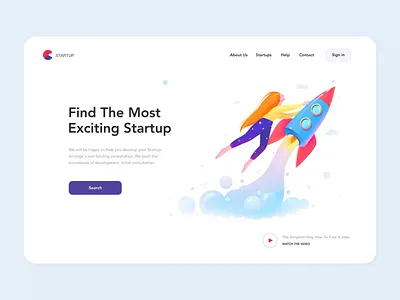 Startup Landing Page animation app clean finder homepage illustration illustrations investment landing mobile app startup ui website