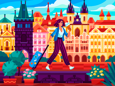 European street attractions beresnevgames coloringbook czechrepublic european europeanstreet fashion flatillustration gallerythegame gameillustration illustration illustrationdesign inspiration journey prague traveling traveller trdelnik trip vectorillustration