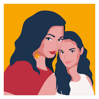 Mom and daughter daughter family illustration love mom stylization vector