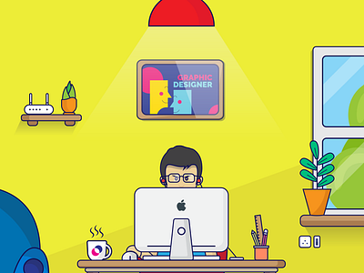 Work From Home - Illustration adobe illustrator covid creative design design design of the day designer dribbble graphic illustration illustrator stay home stay safe vector work from home