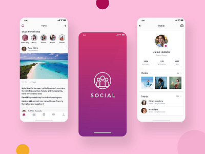 Social App adobe xd application design chating community dailyui dailyui 002 design art design articles illustration minimal minimalist mobile ui people social app social media social networks social platform trends 2020 ui challenge user interface