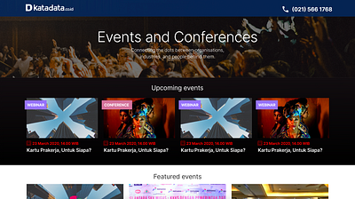 Events website for Katadata editorial design event information architecture minimal typogaphy ui ux website