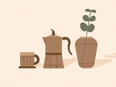 Distance Coffee 2d berlin brown caffeine caffè ceramic coffee drink flat illustration moka nature plants
